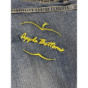 VTG Apple Bottoms Women Jeans Size 16W Distressed Bootcut Embroidered Yellow NWT